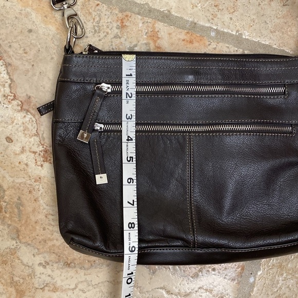 👛 TIGNANELLO CROSSBODY LEATHER HANDBAG shoulder bag purse Brown Like new - Picture 11 of 15